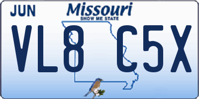 MO license plate VL8C5X