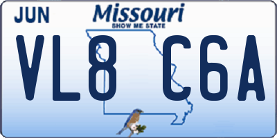 MO license plate VL8C6A