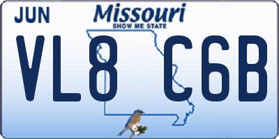 MO license plate VL8C6B
