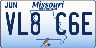 MO license plate VL8C6E