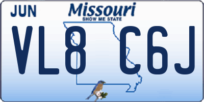 MO license plate VL8C6J