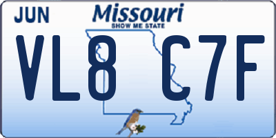 MO license plate VL8C7F