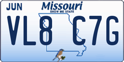 MO license plate VL8C7G