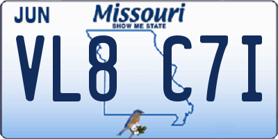 MO license plate VL8C7I