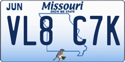 MO license plate VL8C7K
