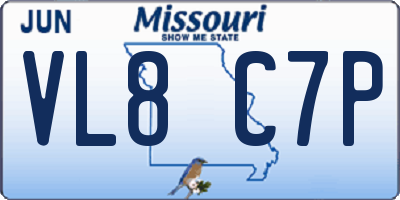 MO license plate VL8C7P