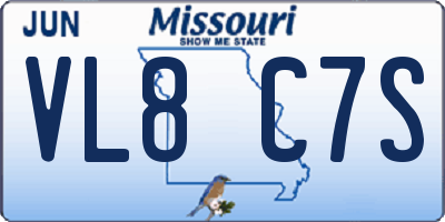 MO license plate VL8C7S
