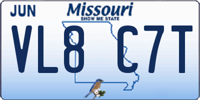 MO license plate VL8C7T