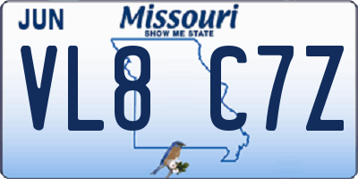 MO license plate VL8C7Z