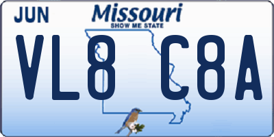 MO license plate VL8C8A
