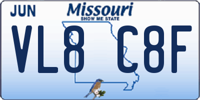 MO license plate VL8C8F
