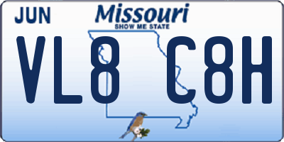 MO license plate VL8C8H