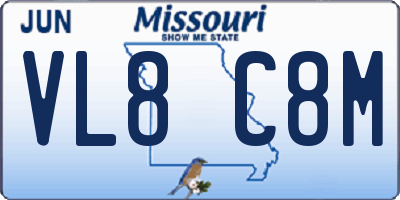 MO license plate VL8C8M