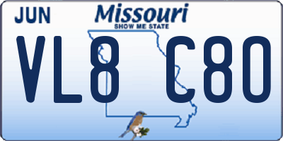 MO license plate VL8C8O