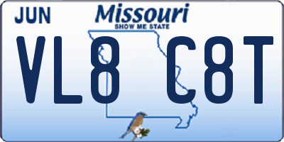 MO license plate VL8C8T