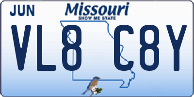 MO license plate VL8C8Y