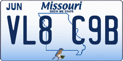MO license plate VL8C9B