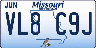 MO license plate VL8C9J