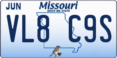 MO license plate VL8C9S