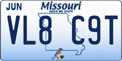 MO license plate VL8C9T
