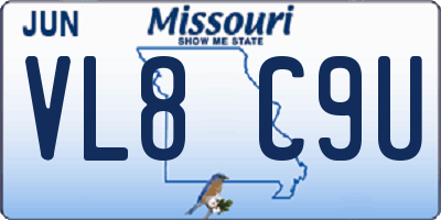 MO license plate VL8C9U