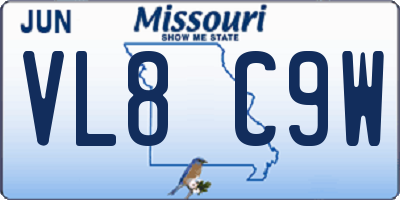 MO license plate VL8C9W