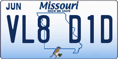 MO license plate VL8D1D