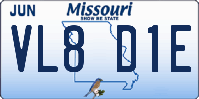 MO license plate VL8D1E