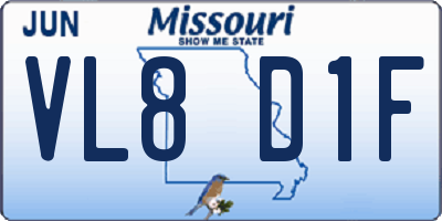 MO license plate VL8D1F