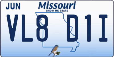 MO license plate VL8D1I
