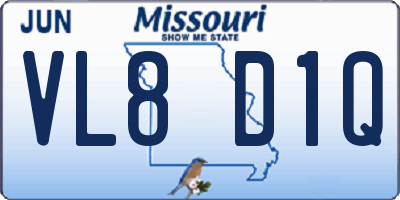 MO license plate VL8D1Q