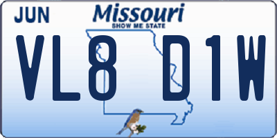 MO license plate VL8D1W