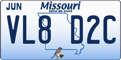 MO license plate VL8D2C