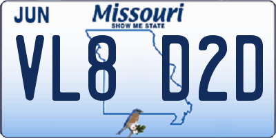 MO license plate VL8D2D