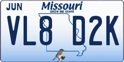 MO license plate VL8D2K