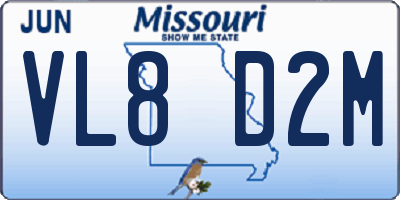 MO license plate VL8D2M
