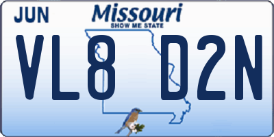 MO license plate VL8D2N