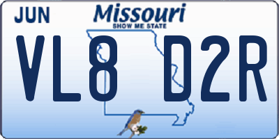 MO license plate VL8D2R