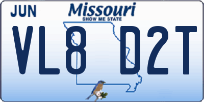 MO license plate VL8D2T