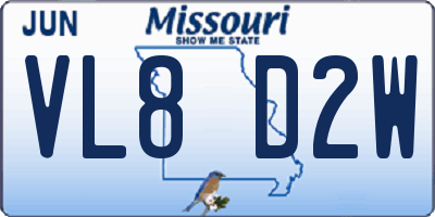 MO license plate VL8D2W