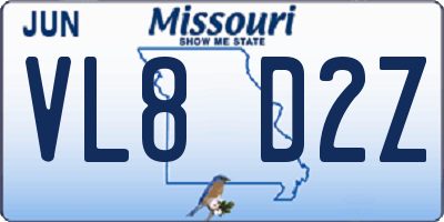 MO license plate VL8D2Z