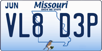 MO license plate VL8D3P
