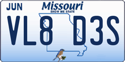 MO license plate VL8D3S