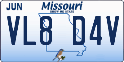 MO license plate VL8D4V