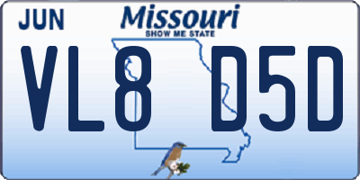 MO license plate VL8D5D