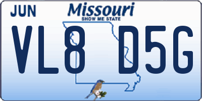 MO license plate VL8D5G
