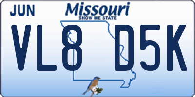 MO license plate VL8D5K