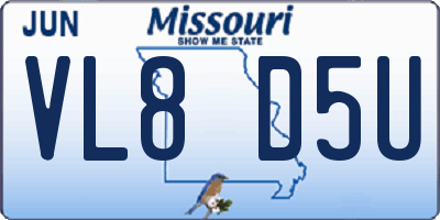 MO license plate VL8D5U