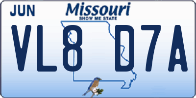 MO license plate VL8D7A