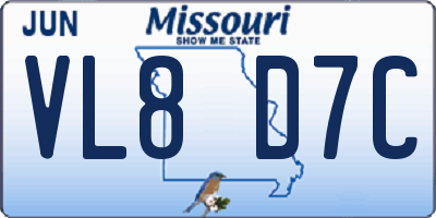 MO license plate VL8D7C